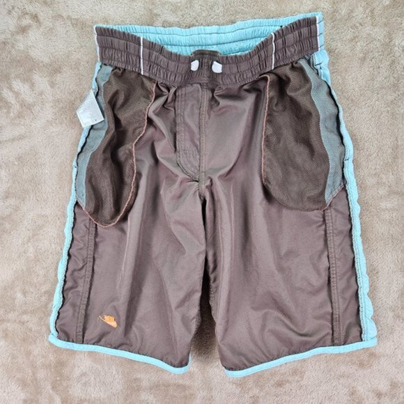 Nike Volley Swim Beach Board Shorts Men's Size M Gray And Blue Trunks Drawstring - Picture 15 of 16